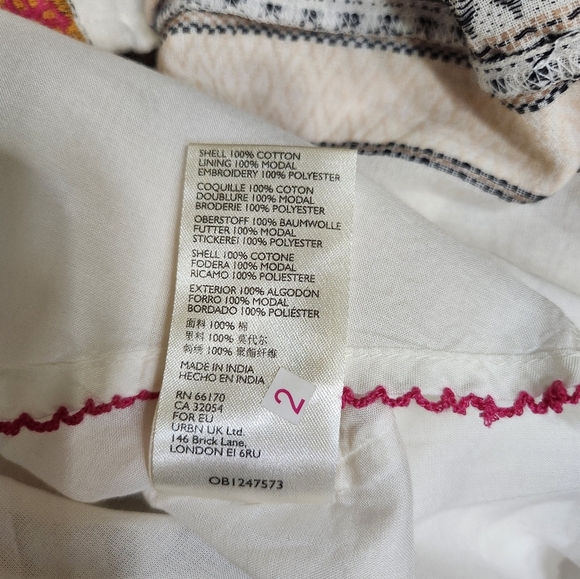 Anthropologie Lottie Embroidered Mini Dress Pleat Ivory Long Sleeve Gold - Picture 16 of 16